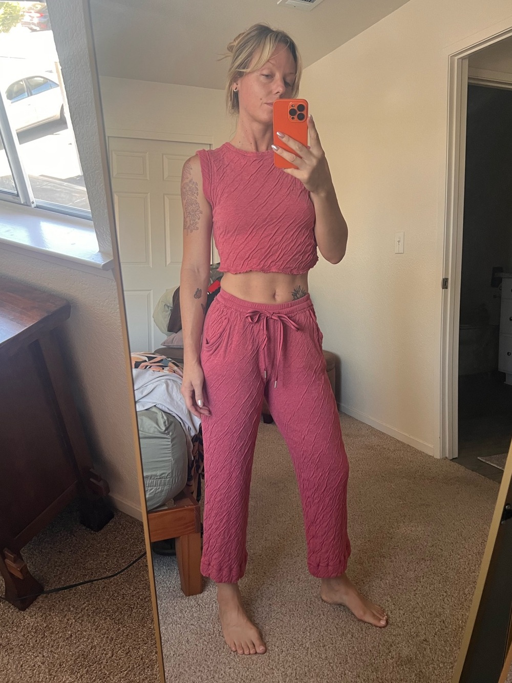Free People Dusty Rose Textured Two-Piece Set - Picture 3 of 3